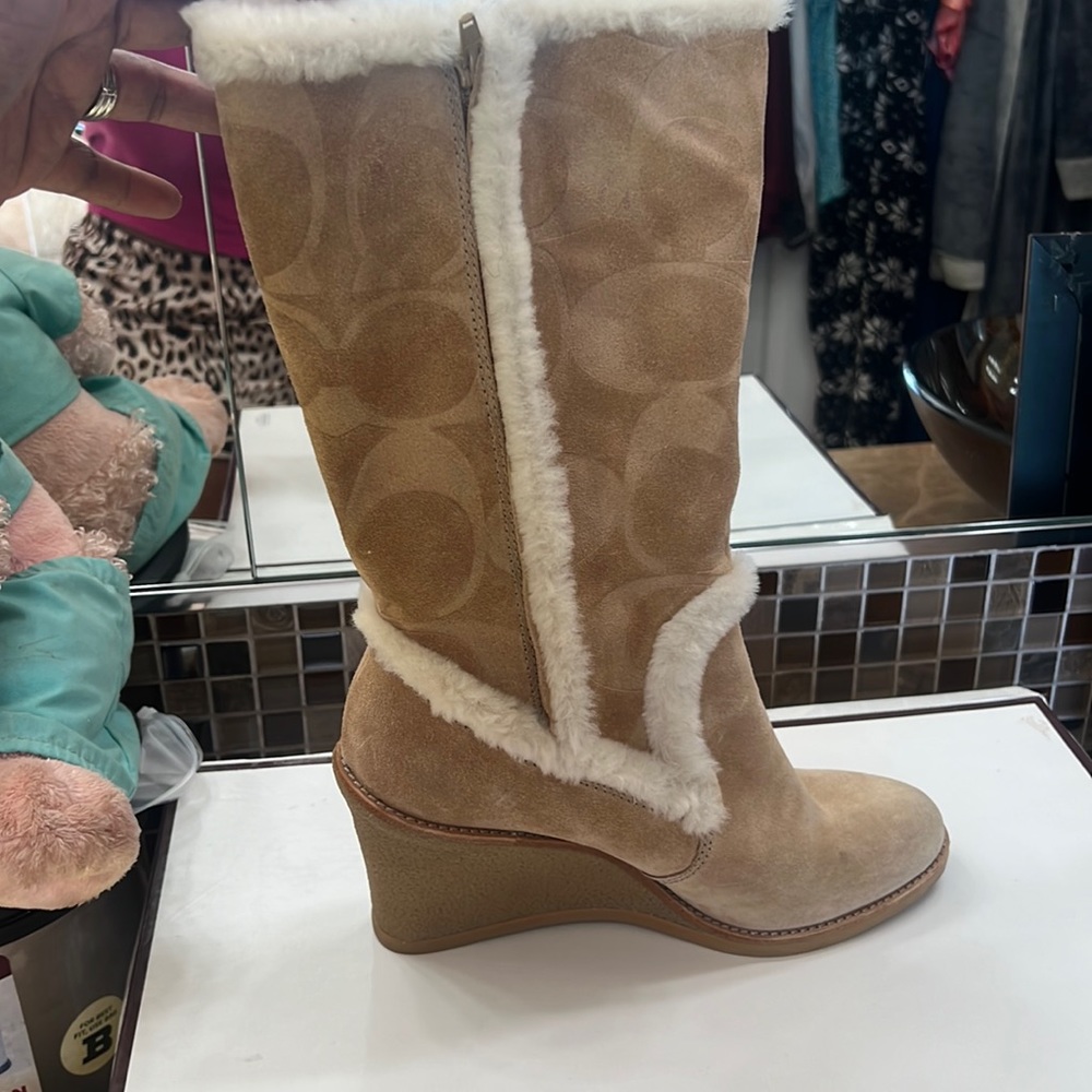 Coach tan suede boots